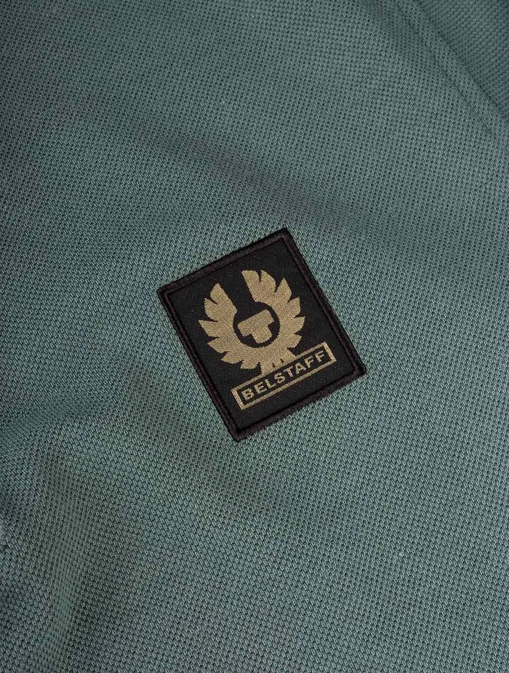 S/S Polo With Patch Faded Teal