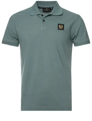 S/S Polo With Patch Faded Teal