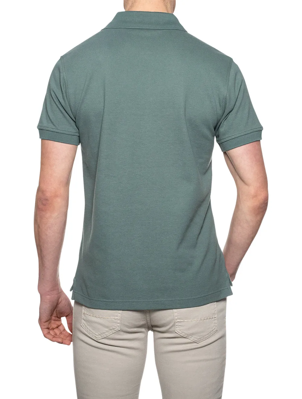 S/S Polo With Patch Faded Teal