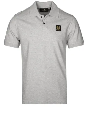 S/S Polo With Patch Grey Melange