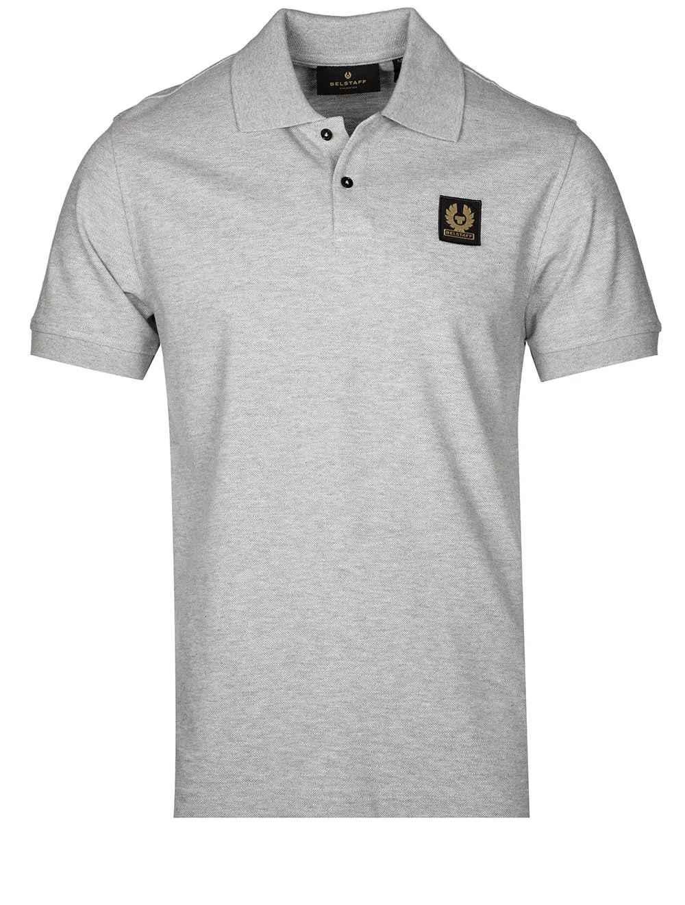 S/S Polo With Patch Grey Melange