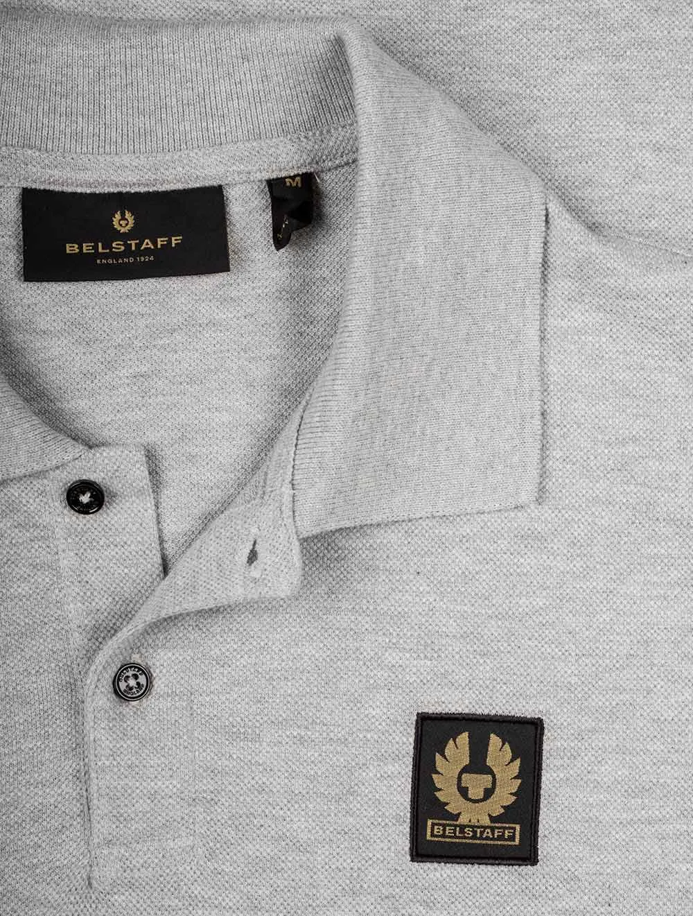 S/S Polo With Patch Grey Melange