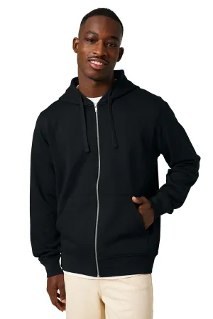 Stanley/Stella Mens Mixer Full Zip Hooded Sweatshirt Hoodie w/ Pockets - Black