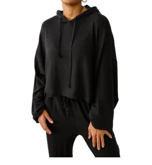 Stay Right Here Soft Knit Hoodie In Black