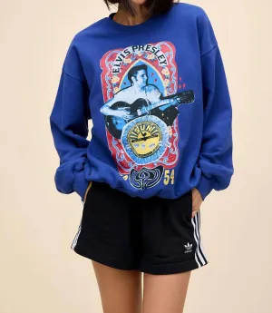 Sun Record X Elvis Sing This Song Bf Sweatshirt In Blue Quartz
