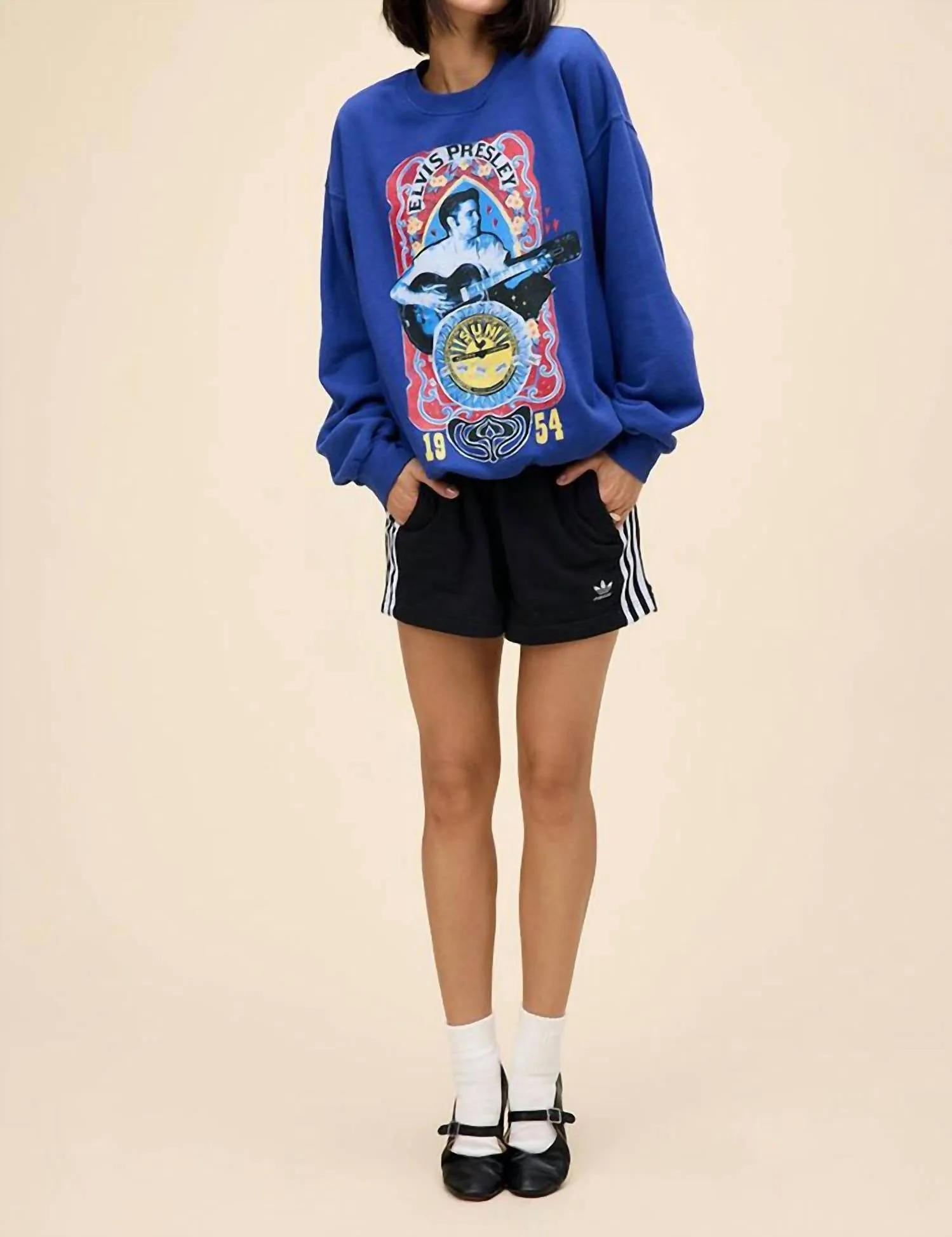 Sun Record X Elvis Sing This Song Bf Sweatshirt In Blue Quartz