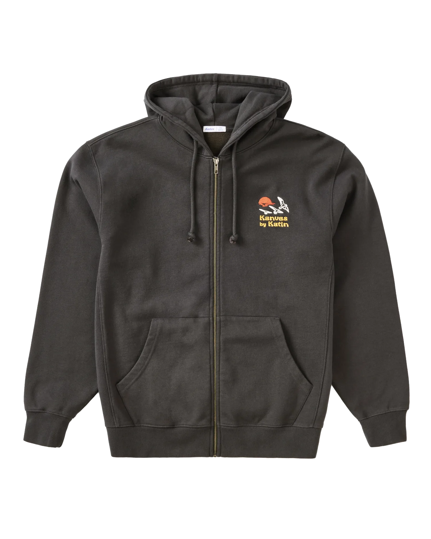 Sunset Embroided Zip Hoodie in Black Wash