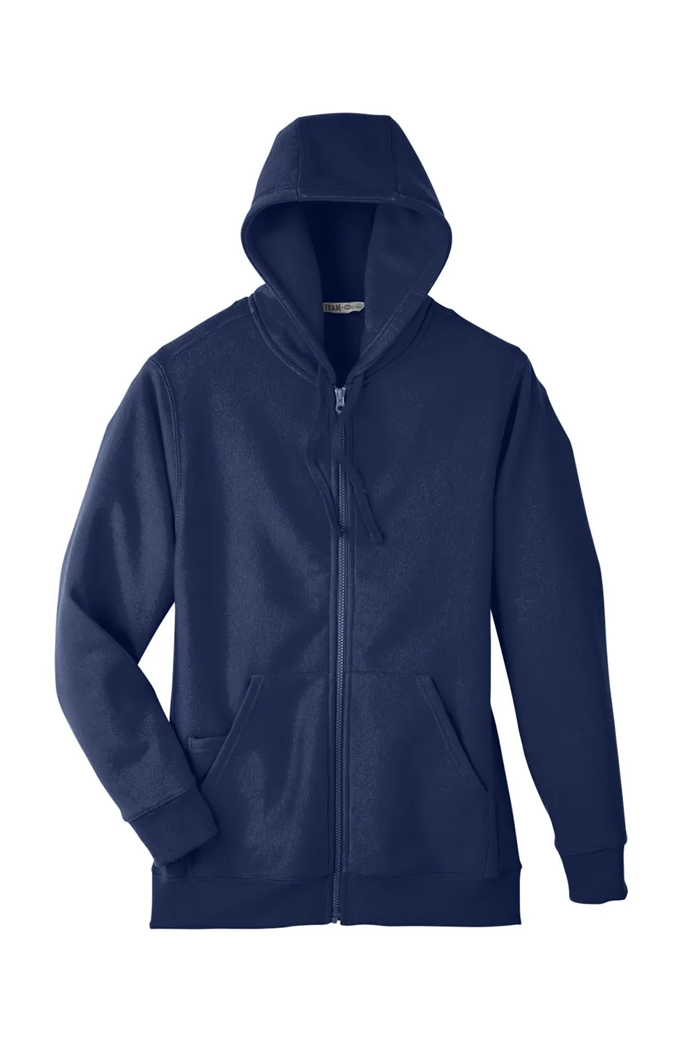 Team 365 Mens Zone HydroSport Fleece Water Resistant Full Zip Hooded Sweatshirt Hoodie w/ Pockets - Dark Navy Blue