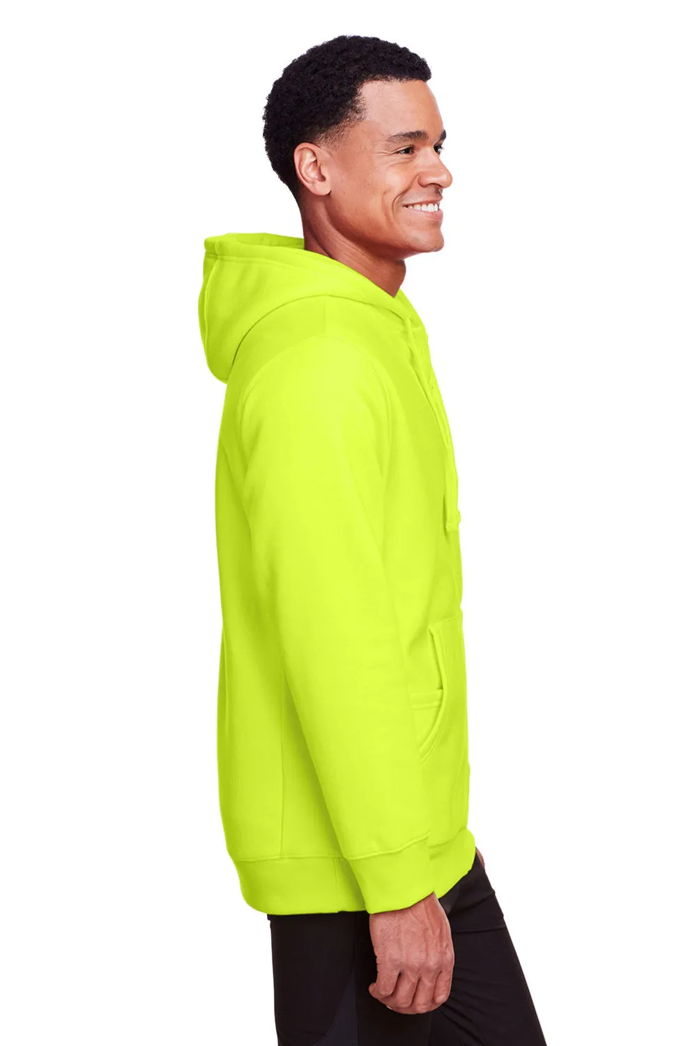 Team 365 Mens Zone HydroSport Fleece Water Resistant Full Zip Hooded Sweatshirt Hoodie w/ Pockets - Safety Yellow