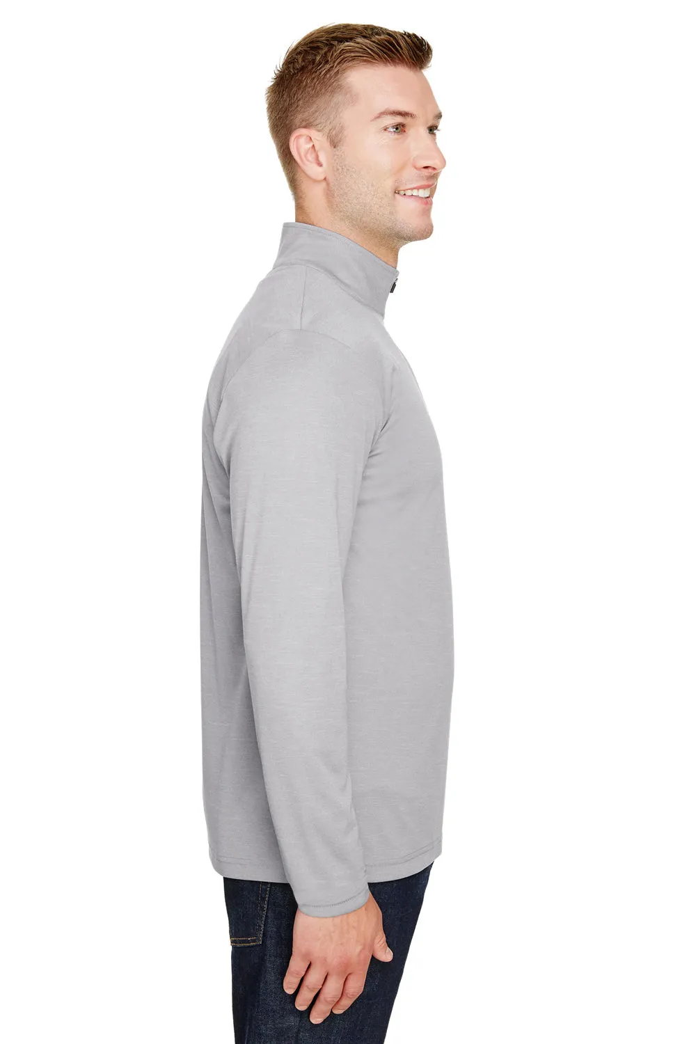 Team 365 Mens Zone Sonic Performance Moisture Wicking 1/4 Zip Sweatshirt - Heather Grey