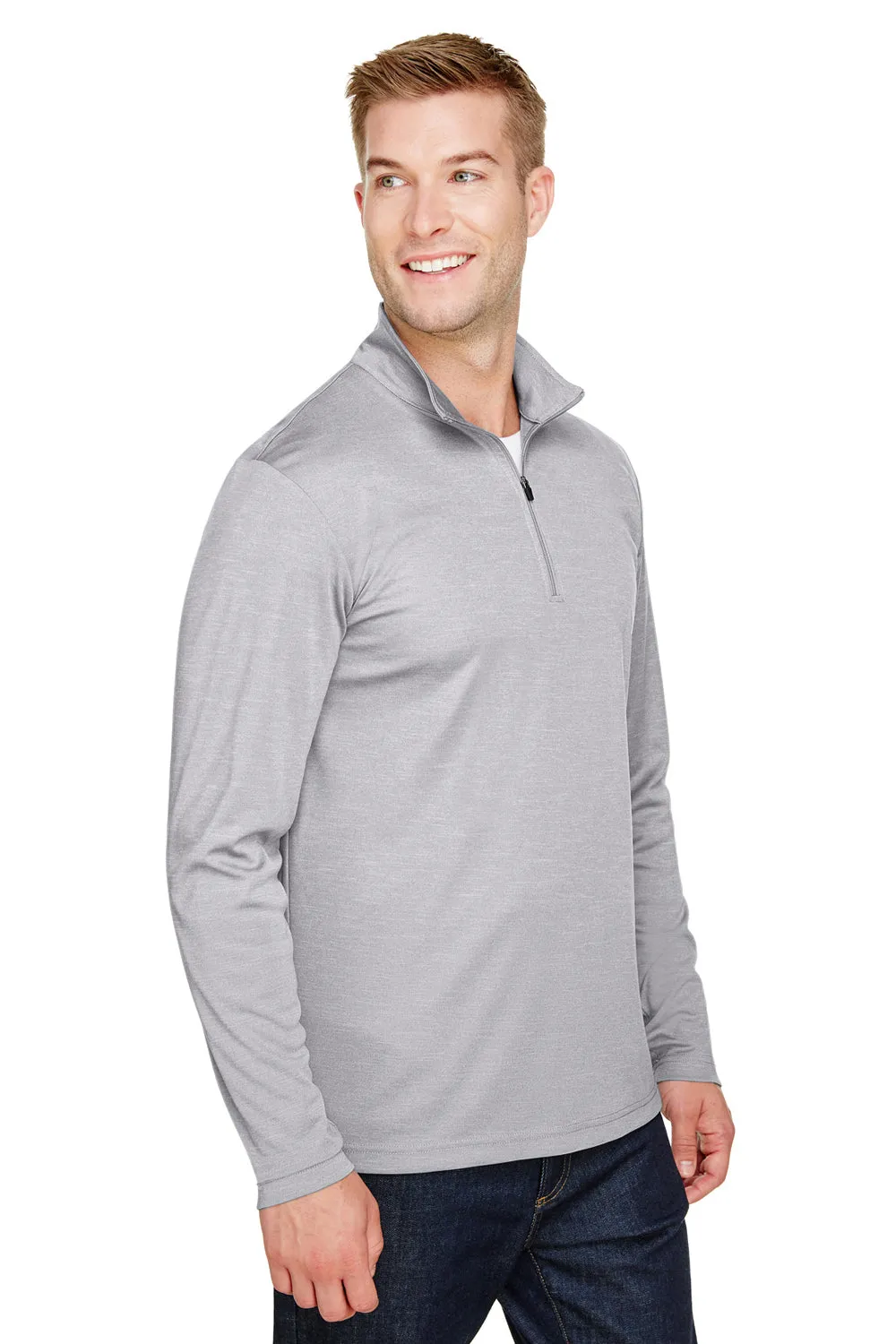 Team 365 Mens Zone Sonic Performance Moisture Wicking 1/4 Zip Sweatshirt - Heather Grey