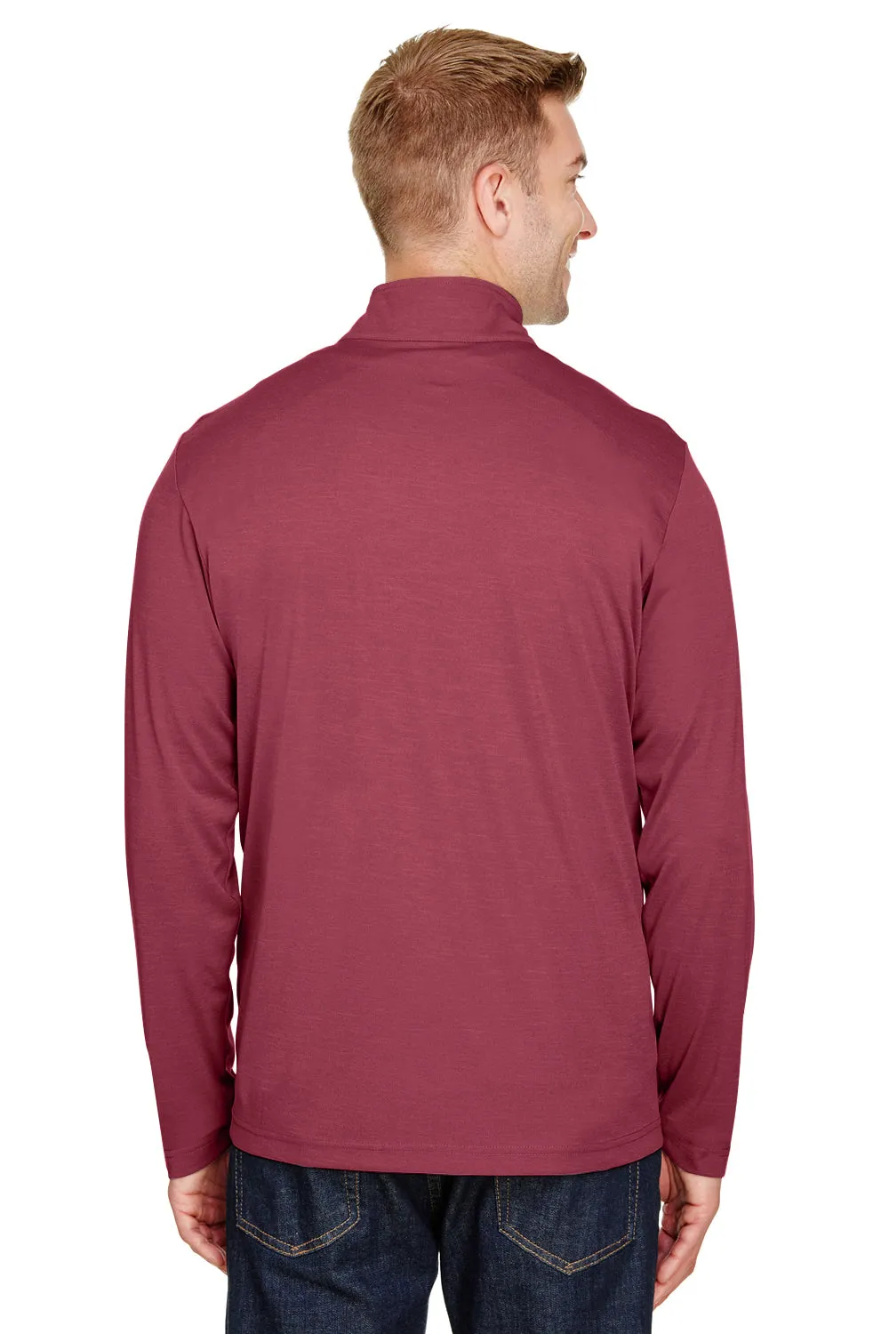 Team 365 Mens Zone Sonic Performance Moisture Wicking 1/4 Zip Sweatshirt - Heather Maroon