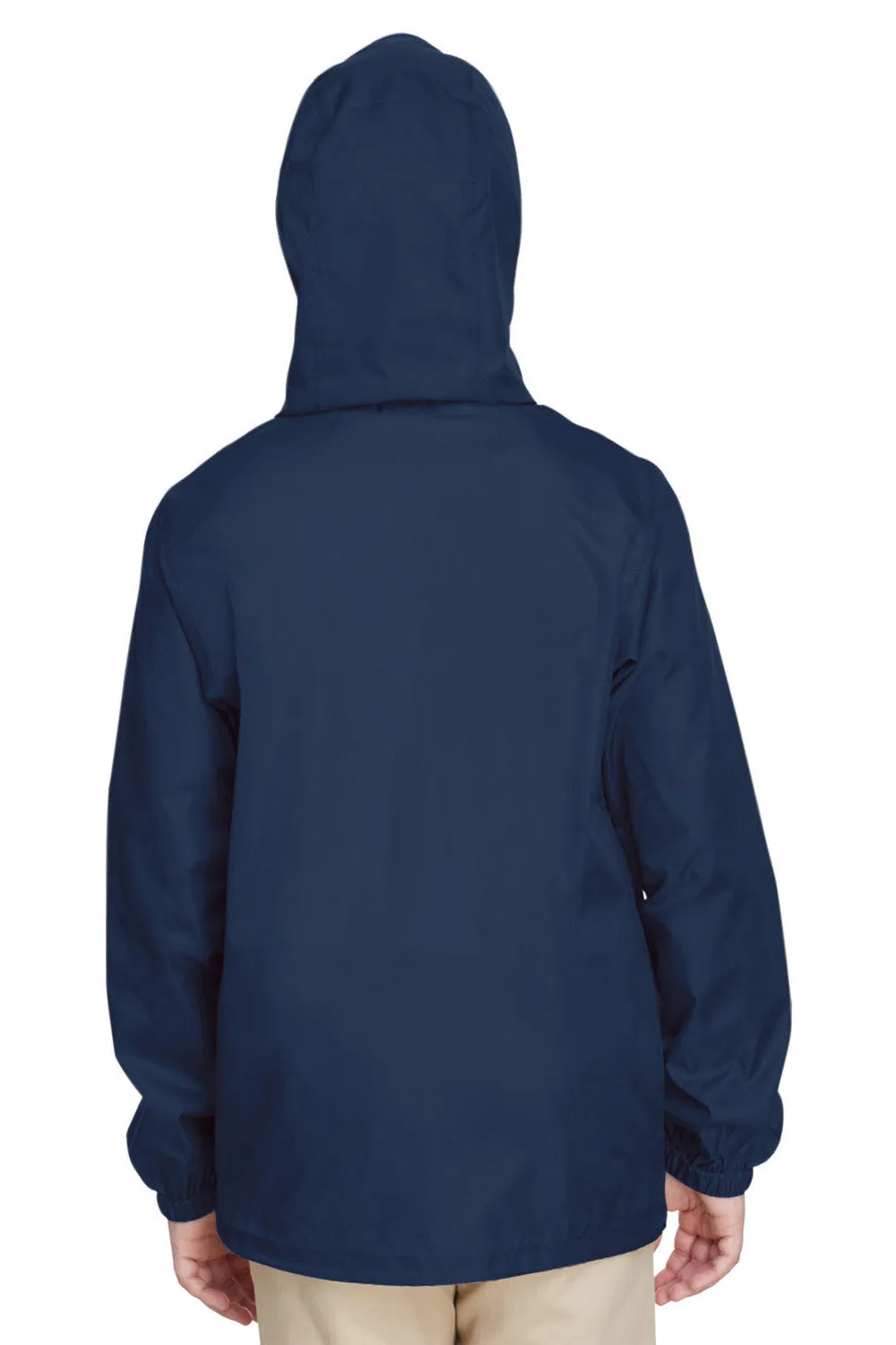 Team 365 Youth Zone Protect Water Resistant Full Zip Hooded Jacket - Dark Navy Blue