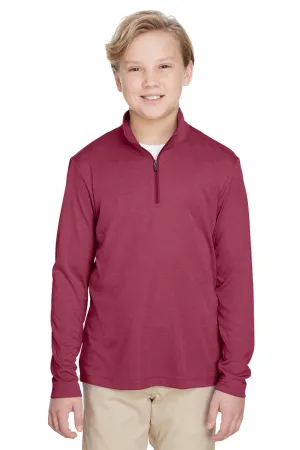 Team 365 Youth Zone Sonic Performance Moisture Wicking 1/4 Zip Sweatshirt - Heather Maroon
