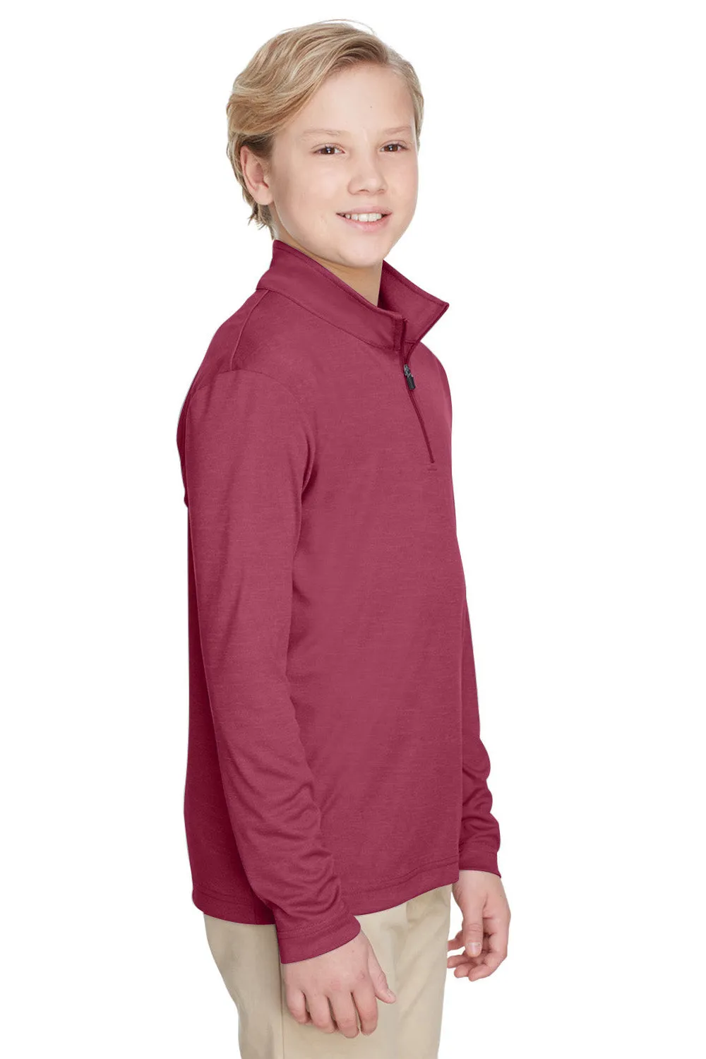Team 365 Youth Zone Sonic Performance Moisture Wicking 1/4 Zip Sweatshirt - Heather Maroon