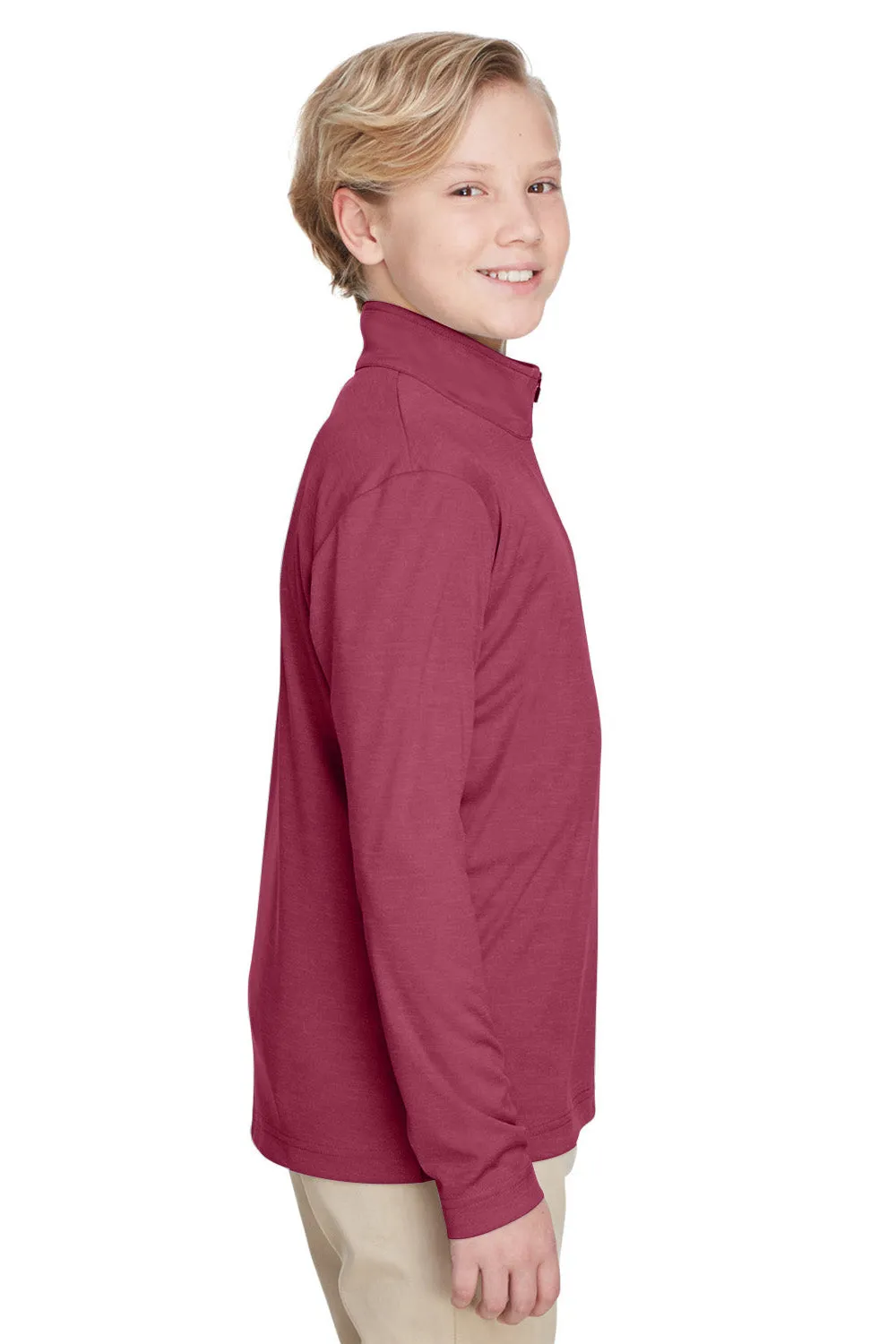 Team 365 Youth Zone Sonic Performance Moisture Wicking 1/4 Zip Sweatshirt - Heather Maroon