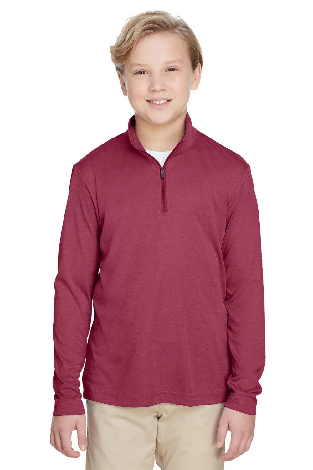 Team 365 Youth Zone Sonic Performance Moisture Wicking 1/4 Zip Sweatshirt - Heather Maroon