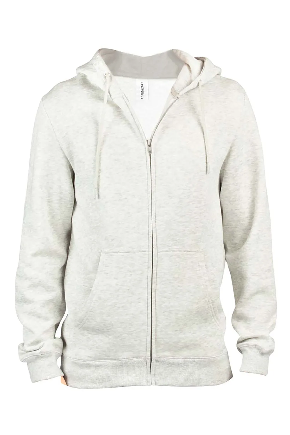 Threadfast Apparel Mens Ultimate Fleece Full Zip Hooded Sweatshirt Hoodie w/ Pockets - Heather Oatmeal