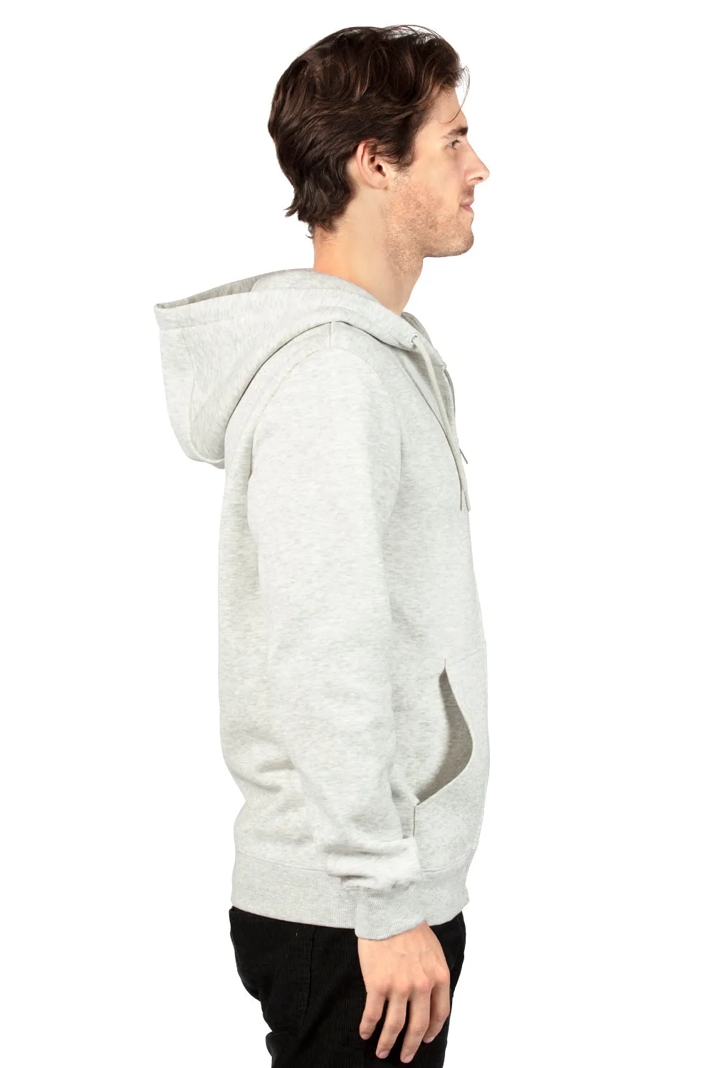 Threadfast Apparel Mens Ultimate Fleece Full Zip Hooded Sweatshirt Hoodie w/ Pockets - Heather Oatmeal