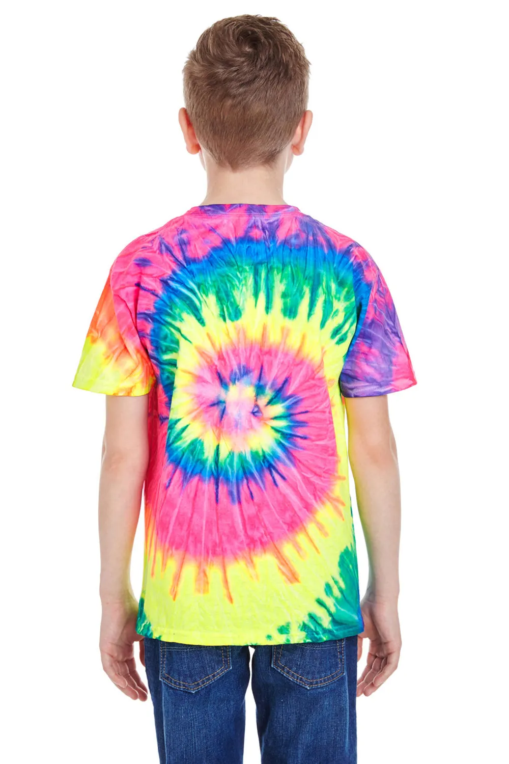 Tie-Dye Youth Short Sleeve Crewneck T-Shirt - Neon Rainbow
