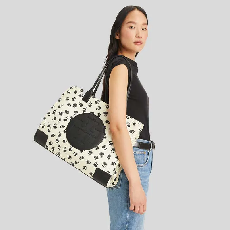 Tory Burch Bags TORY BURCH Ella Black Scatter Daisy Printed Tote Bag 160932