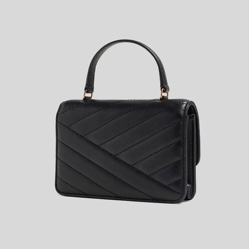 Tory Burch Bags TORY BURCH Mini Kira Chevron Top Handle Chain Wallet Black 152356