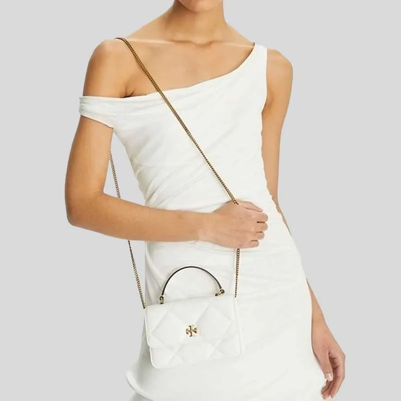 Tory Burch Bags TORY BURCH Mini Kira Diamond Quilt Top-Handle Chain Wallet Blanc 158326