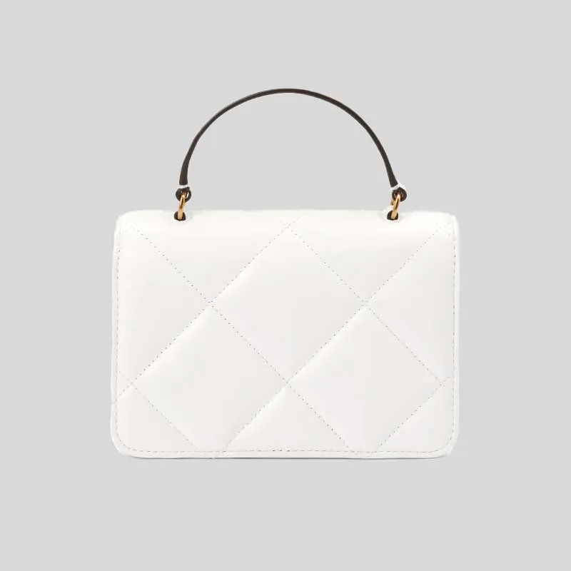 Tory Burch Bags TORY BURCH Mini Kira Diamond Quilt Top-Handle Chain Wallet Blanc 158326