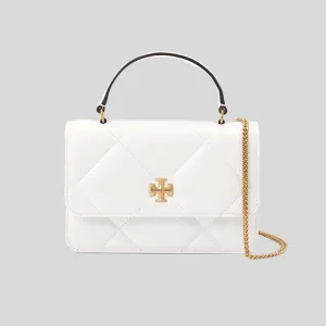 Tory Burch Bags TORY BURCH Mini Kira Diamond Quilt Top-Handle Chain Wallet Blanc 158326