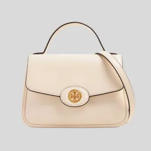 Tory Burch Bags TORY BURCH Small Robinson Spazzolato Top-Handle Bag Light Cream 153233