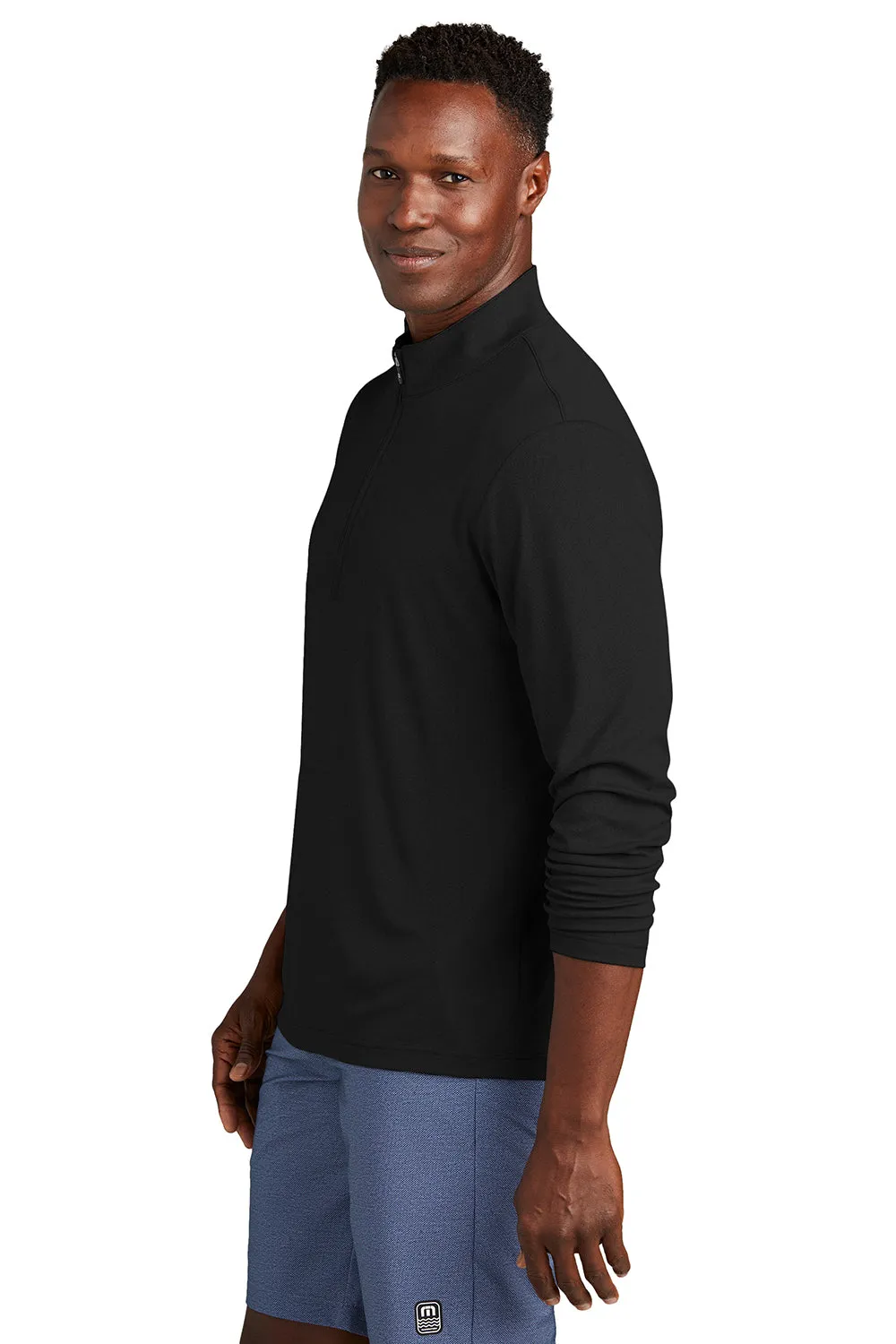 TravisMathew Mens Coto Performance Wrinkle Resistant 1/4 Zip Sweatshirt - Black
