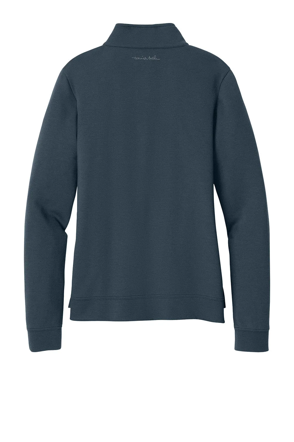 TravisMathew Womens Coveside Wrinkle Resistant 1/4 Zip Sweatshirt - Blue Nights