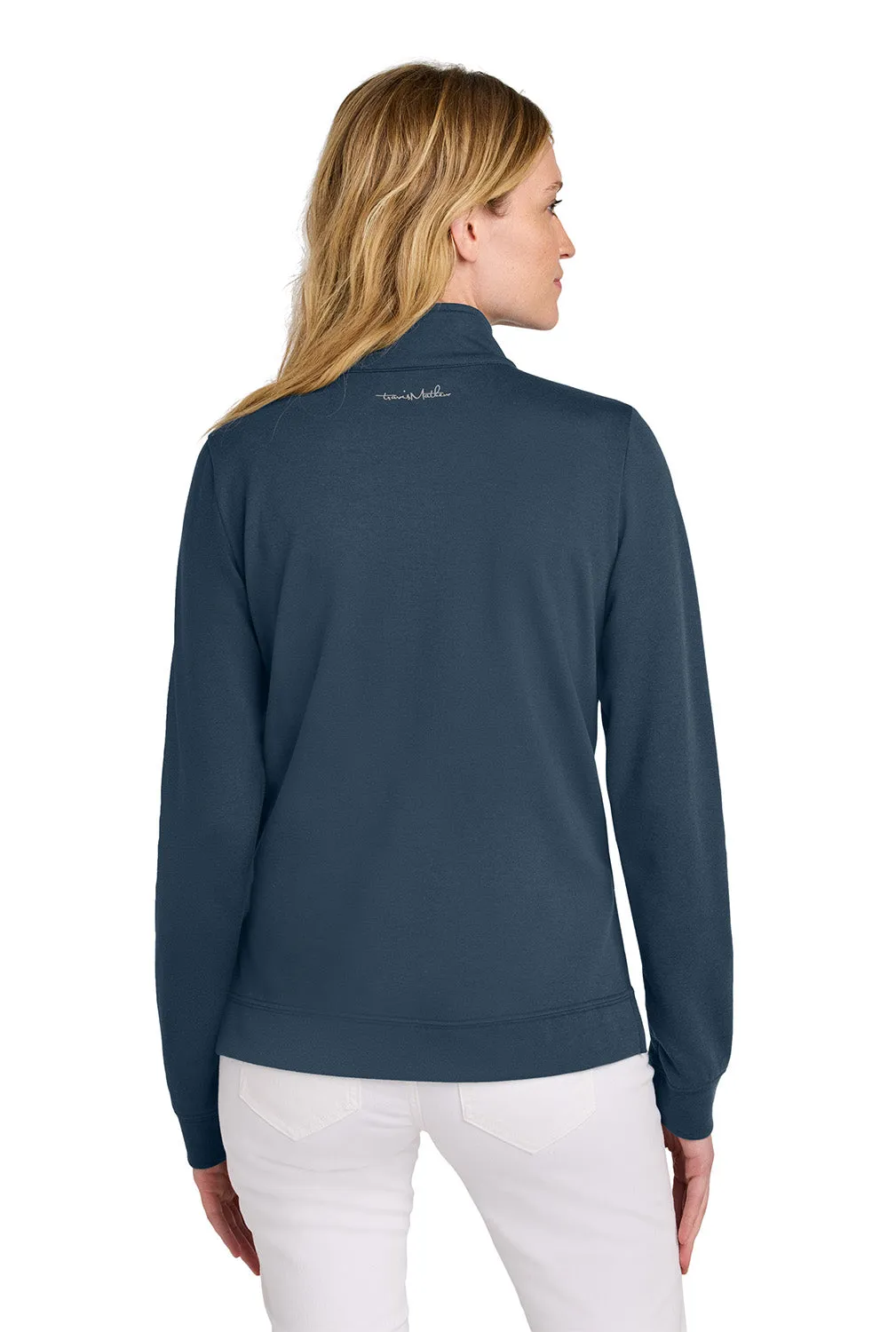 TravisMathew Womens Coveside Wrinkle Resistant 1/4 Zip Sweatshirt - Blue Nights