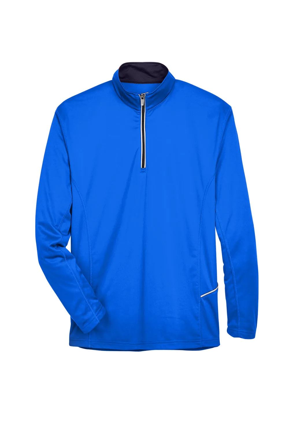 UltraClub Mens Cool & Dry Moisture Wicking 1/4 Zip Sweatshirt w/ Pocket - Kyanos Blue