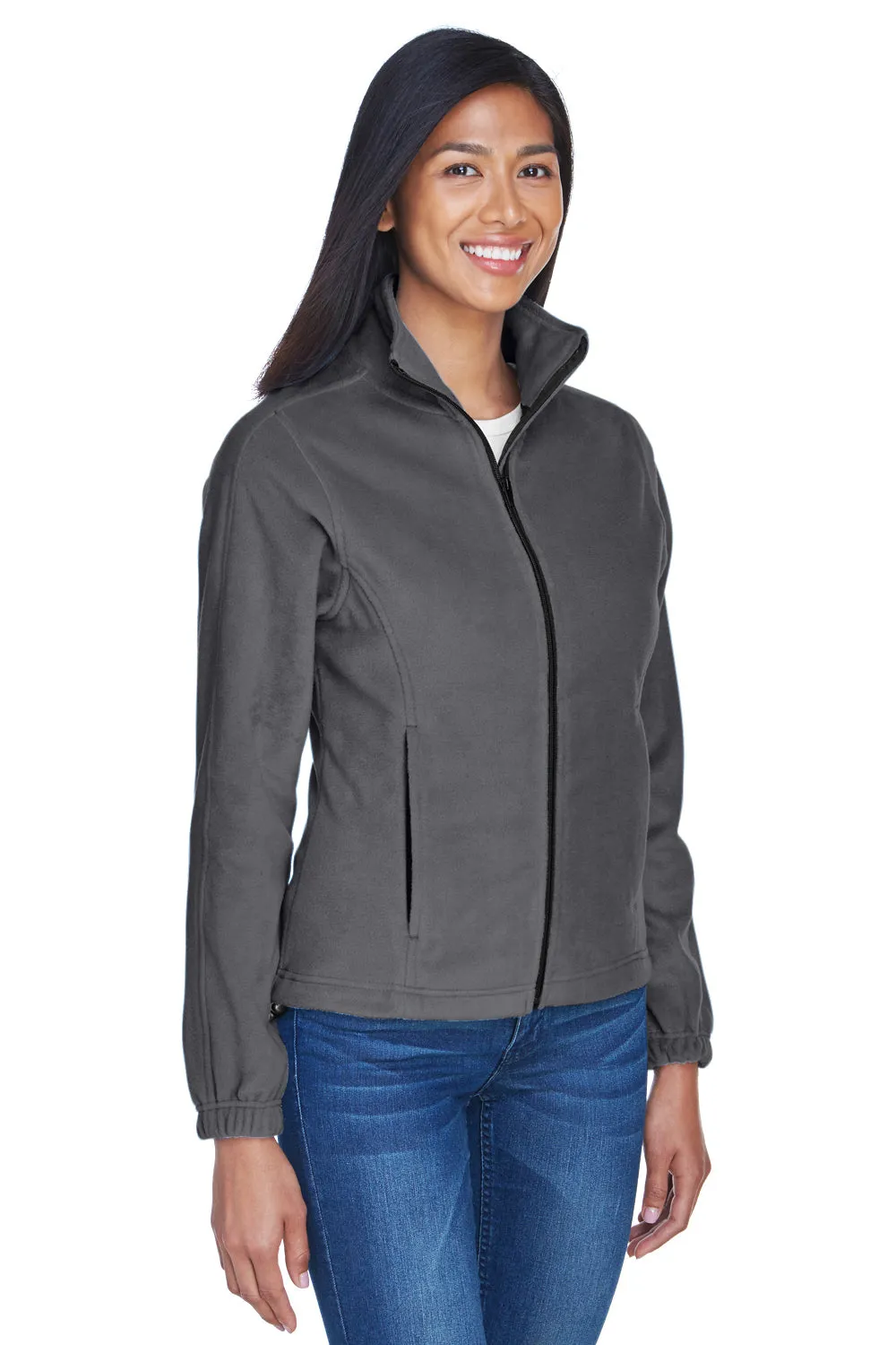 UltraClub Womens Iceberg Pill Resistant Fleece Full Zip Jacket - Charcoal Grey