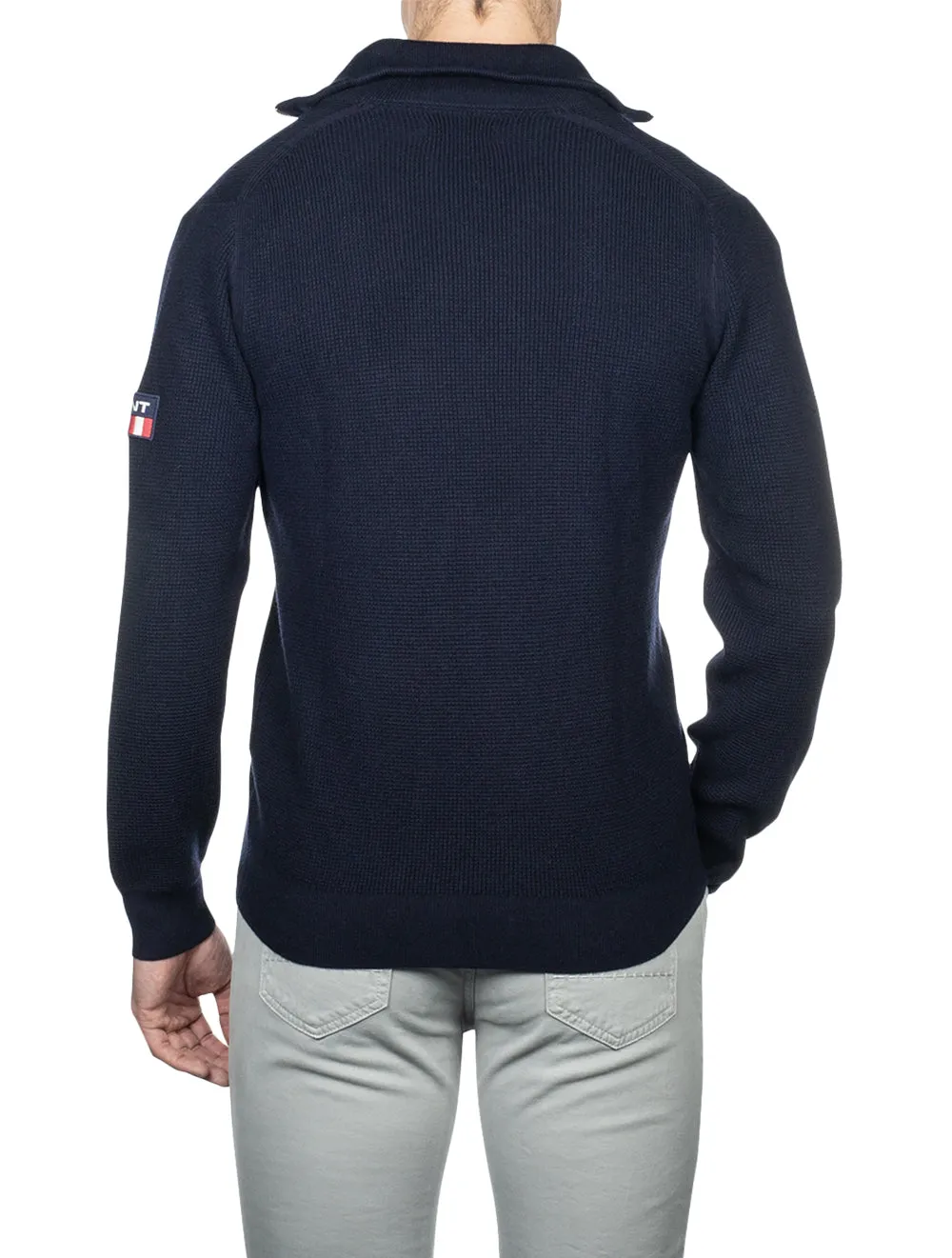 Waffle Rib Half-Zip Sweater Evening Blue