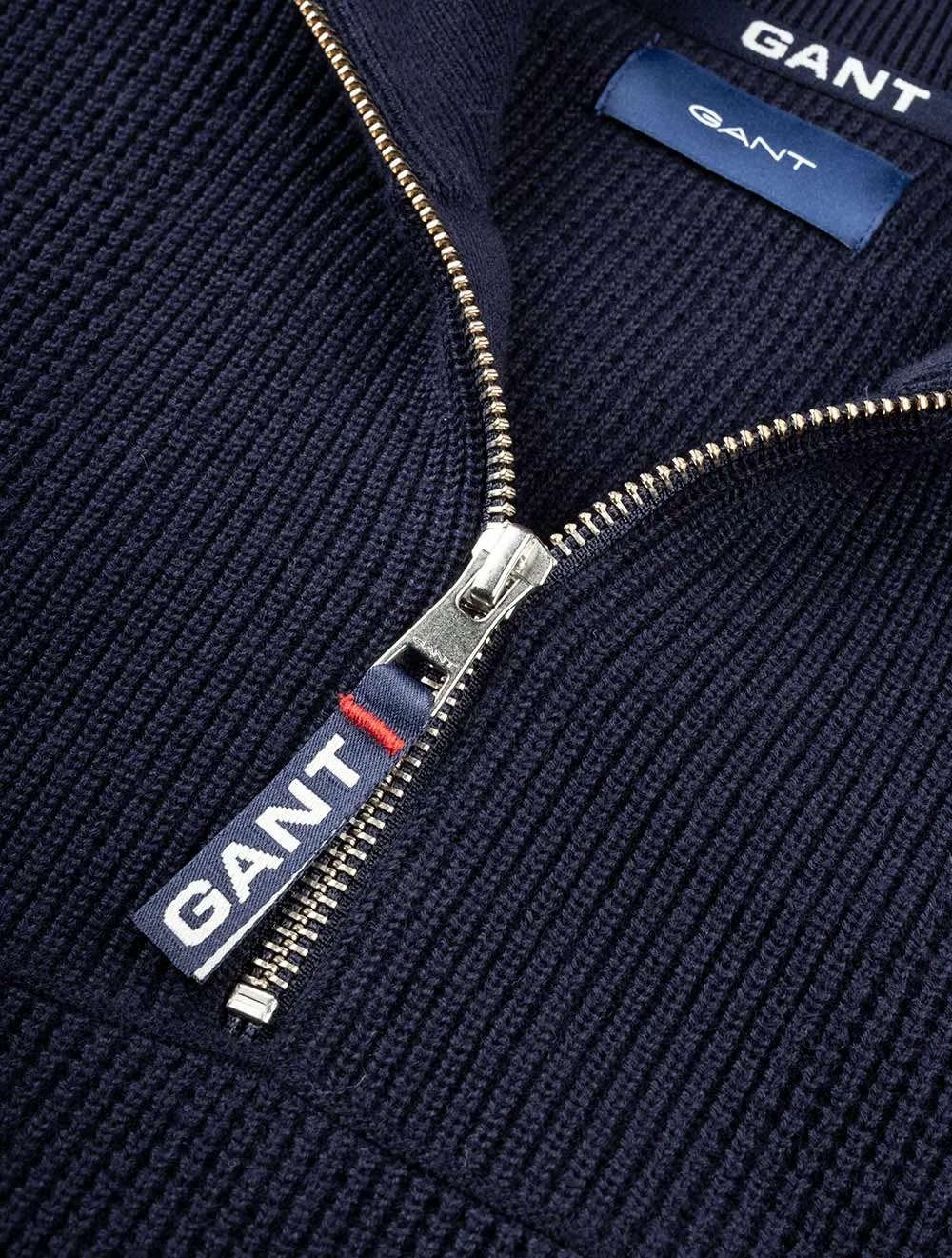 Waffle Rib Half-Zip Sweater Evening Blue