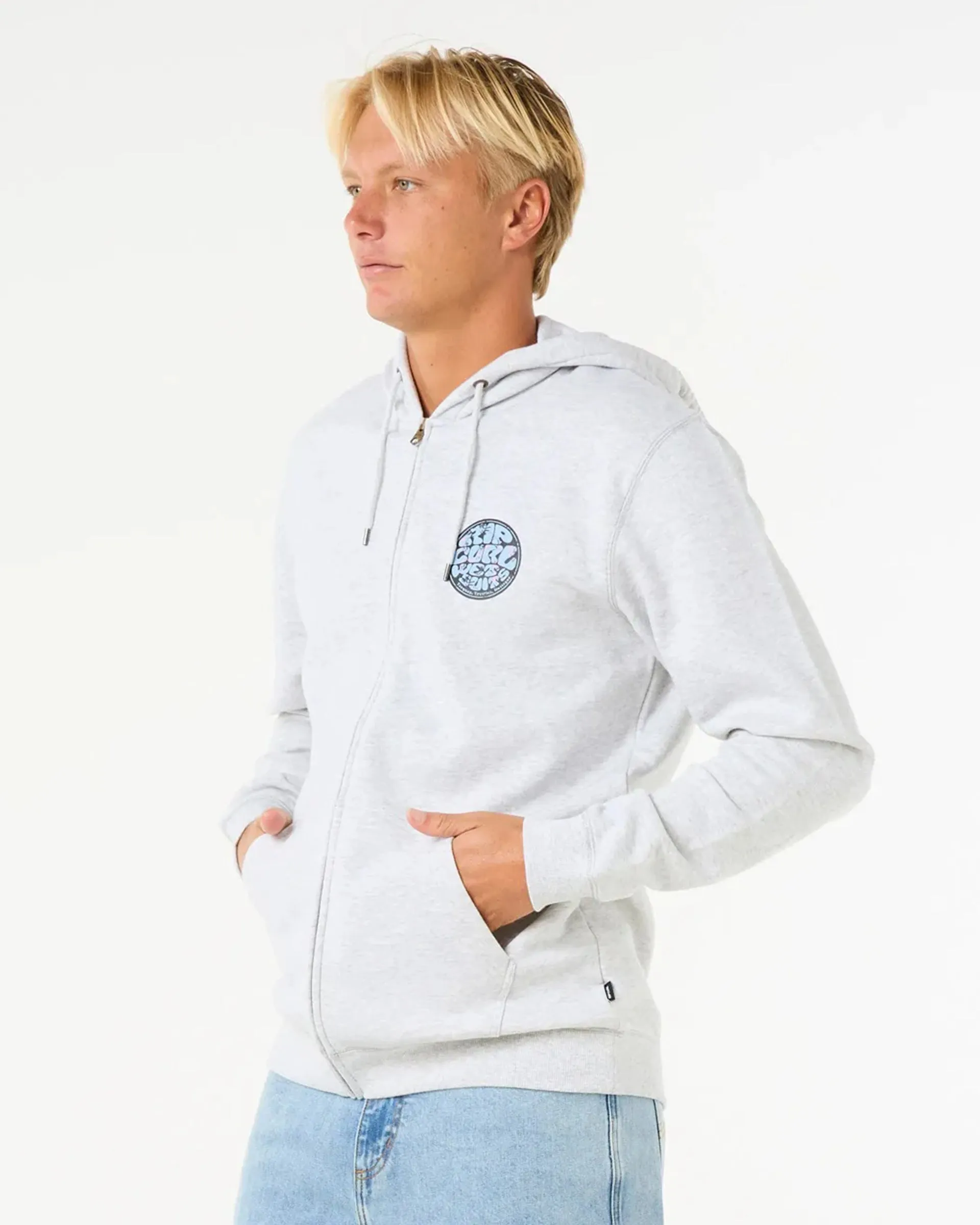 Wettie Passage Icon Zip Through Hoodie - Heather Grey