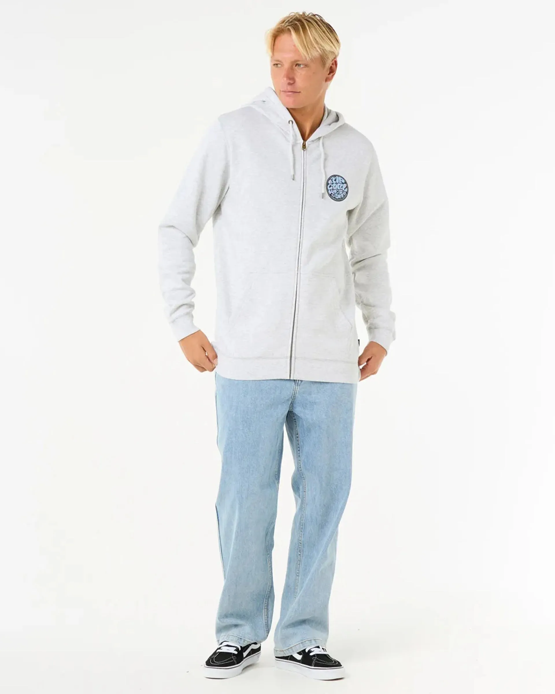 Wettie Passage Icon Zip Through Hoodie - Heather Grey