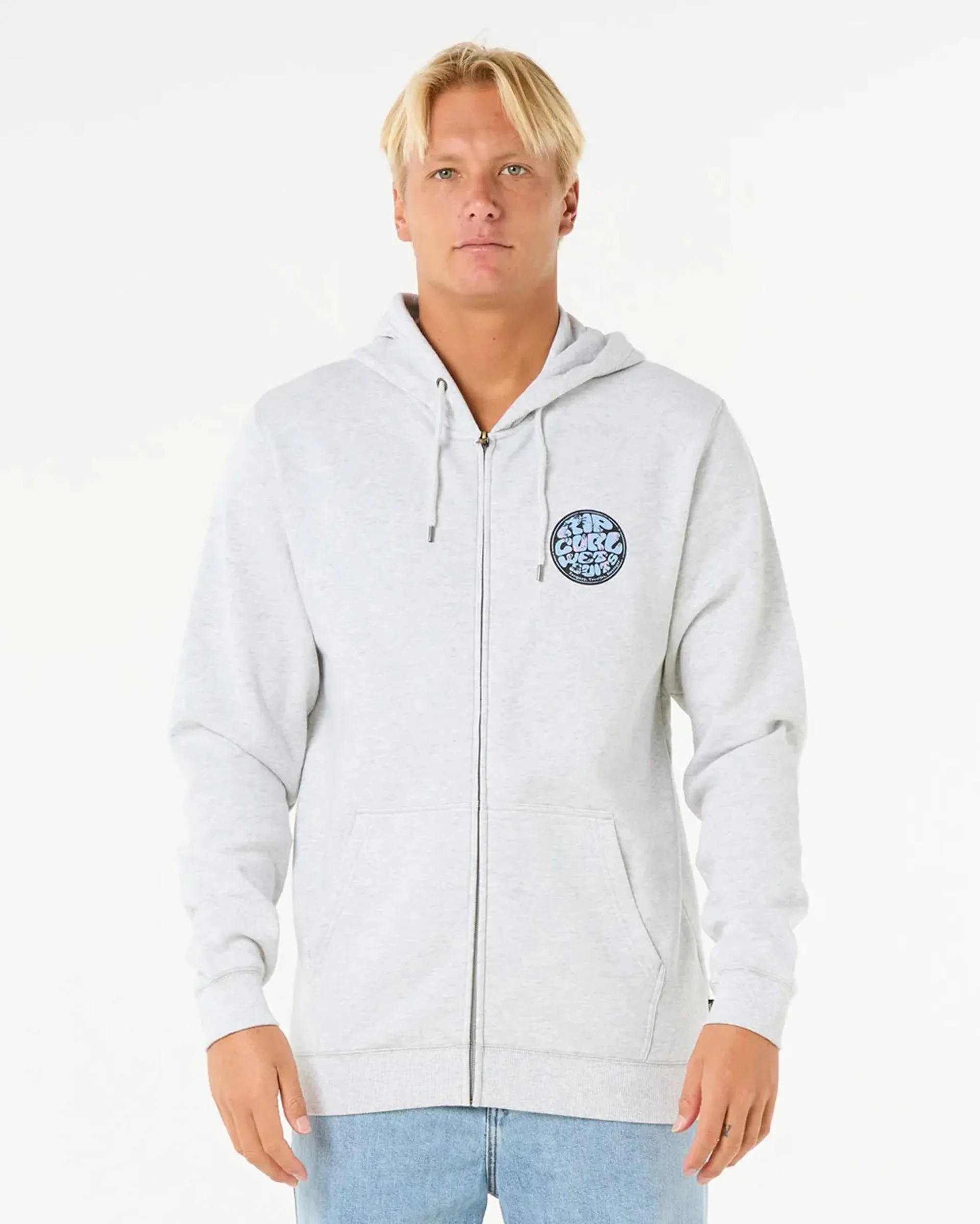 Wettie Passage Icon Zip Through Hoodie - Heather Grey