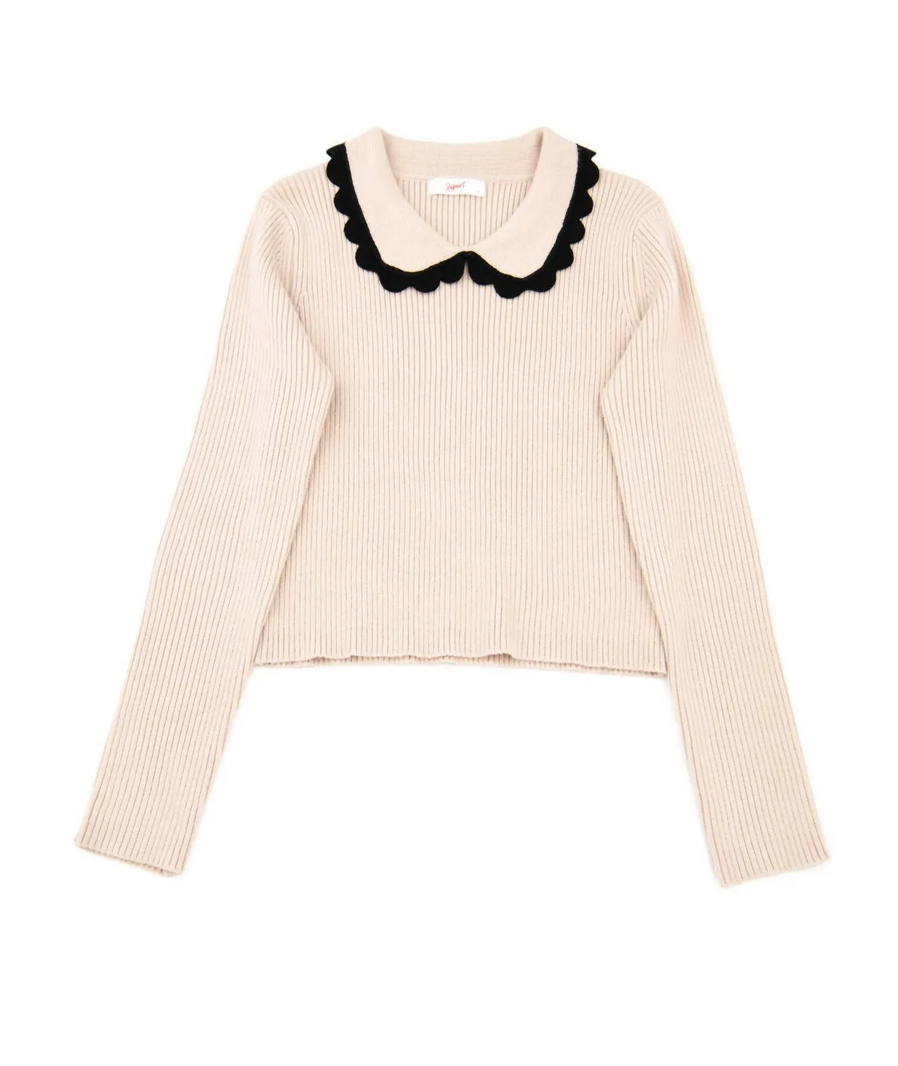 Women Anika Scallop Collar Sweater In Taupe
