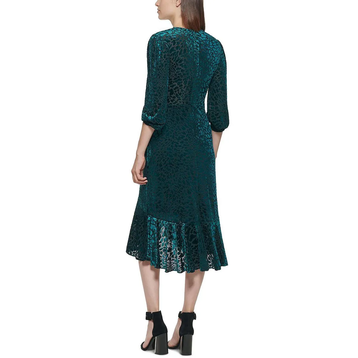 Womens Burnout Velvet Wrap Dress