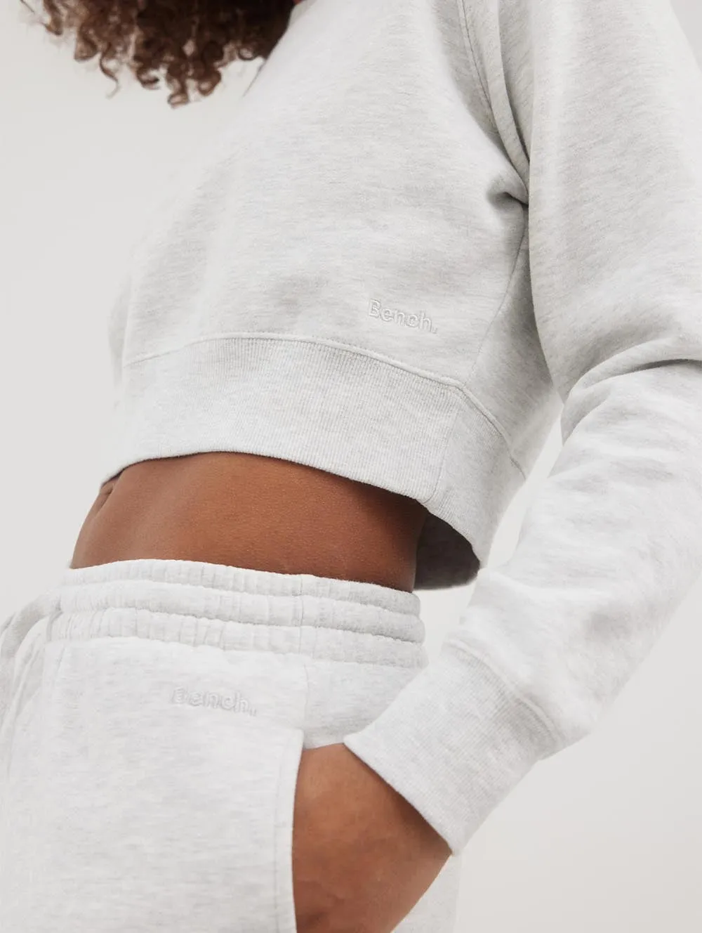 Womens Crown Eco-Fleece Cropped Crew Neck Sweatshirt