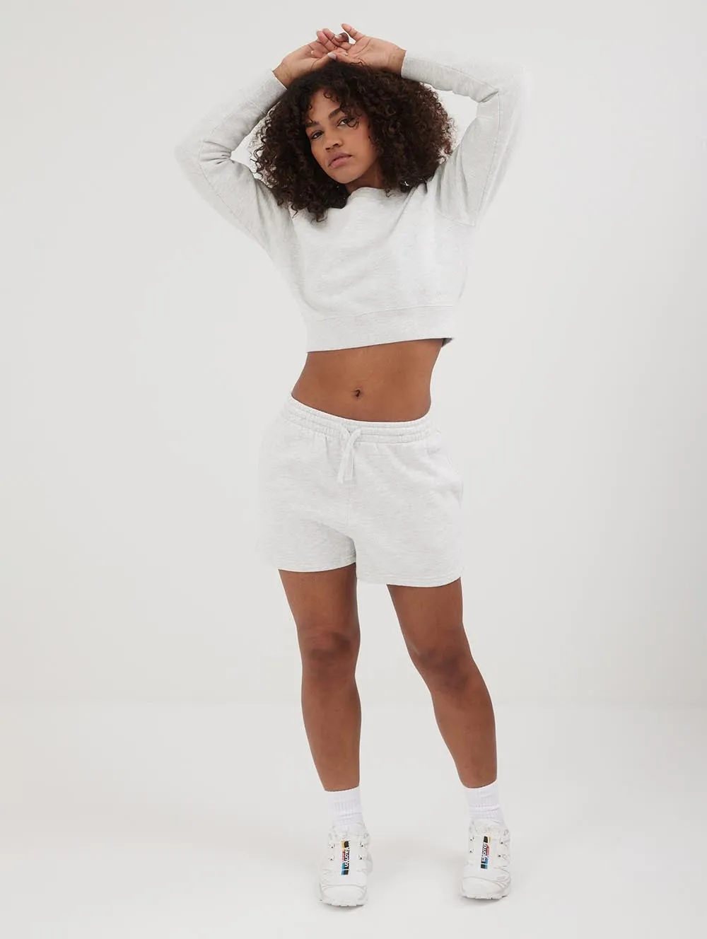 Womens Crown Eco-Fleece Cropped Crew Neck Sweatshirt