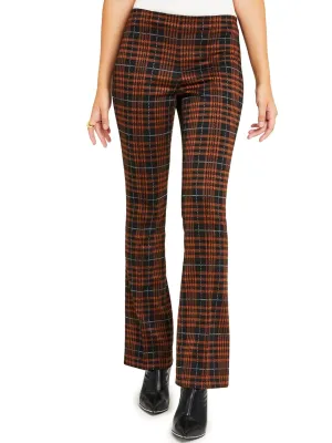 Women's Plaid Flare Pants,Brown
