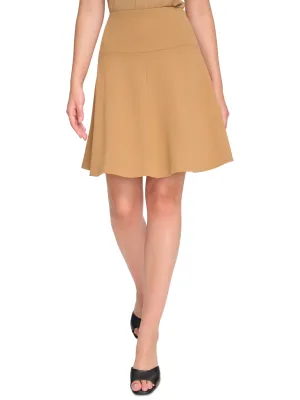 Women's Plain Crepe Skirt,Beige