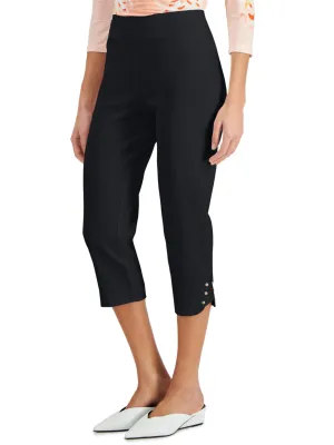 Women's Plain Solid Capri Pant,Black