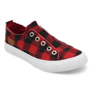 Women's Play Sneaker In Red Buffalo Check